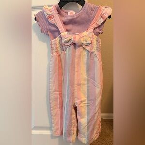 Wonder Nation Pastel Striped Jumpsuit with Bow